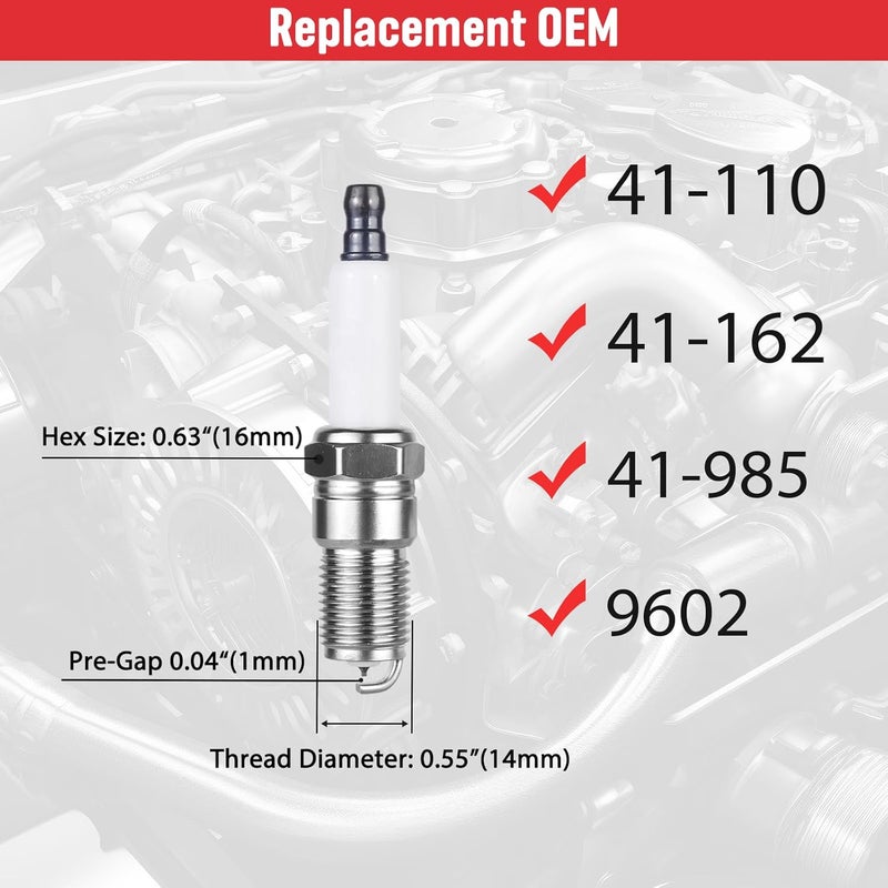 Ozikutech High Performance Spark Plugs and Wires Set of 8 Fit for 2000-2013 Chevy Silverado Tahoe Suburban Avalanche GMC Sierra Yukon 1500 2500 Escalade 4.8 5.3 6.0 6.2 Ls, Replace for 41-162 41-110 19431551 - Image 4